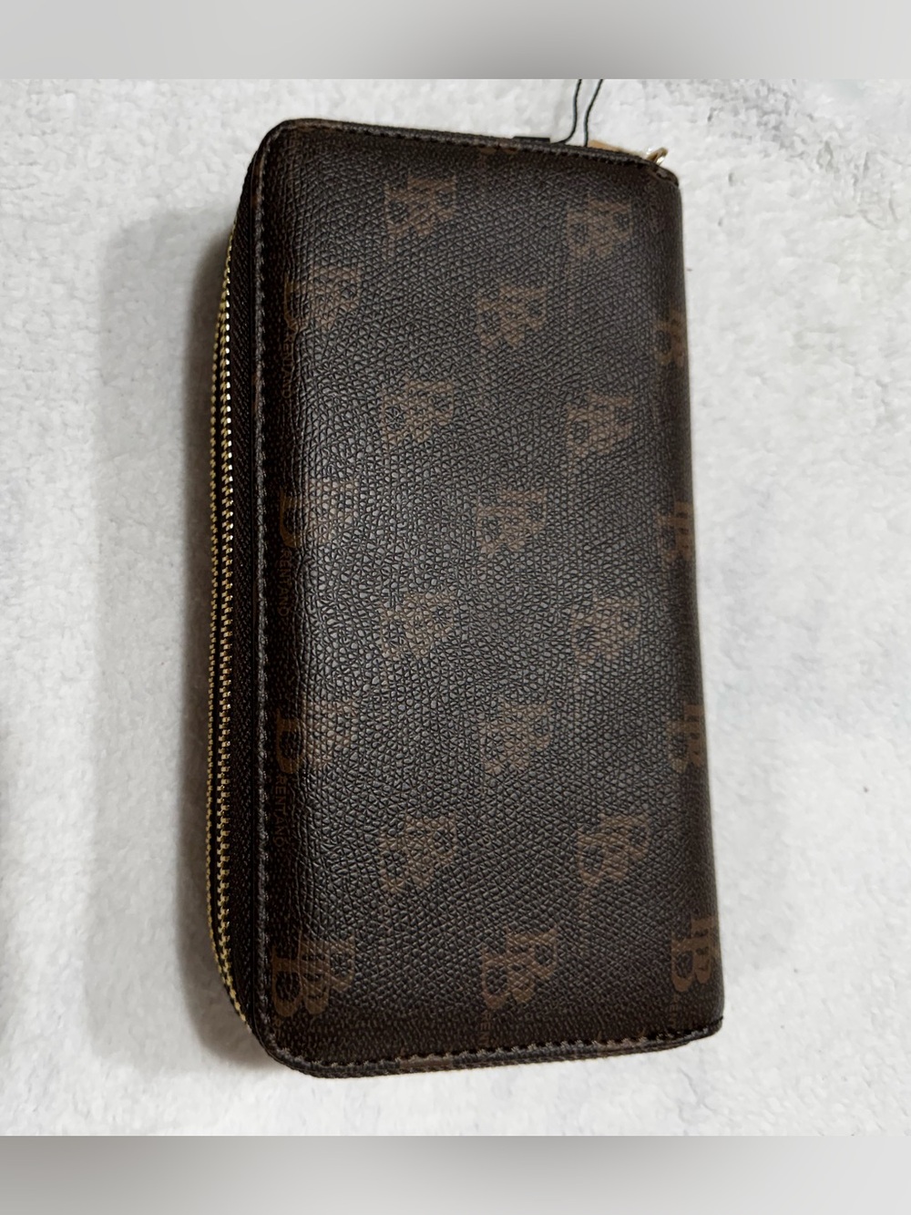 Brentano Brown Monogram Double Zip Wallet Wristlet NWT
